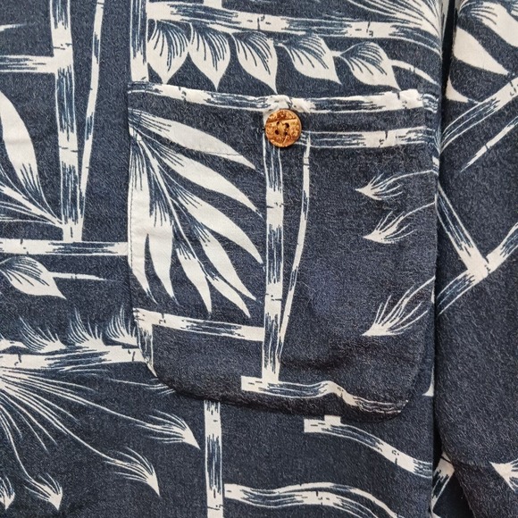 Puritan Mens‎ Size XL Blue Short Sleeve Floral Hawaiian Button Down Shirt - Picture 5 of 8